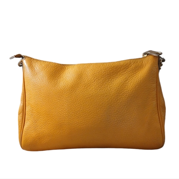 Coach Carrie Orange Pebbked Leather Handbag - Picture 4 of 13